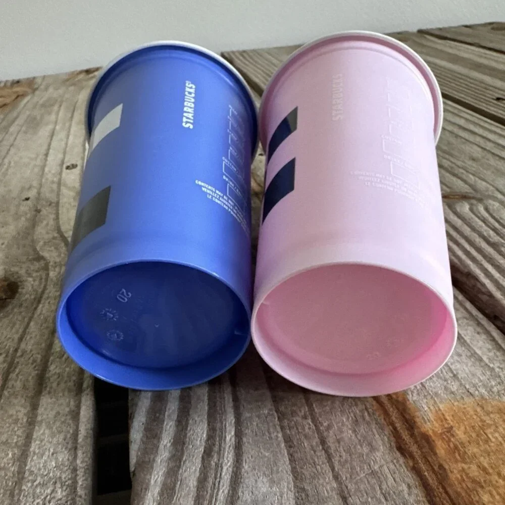 Lot of 2 Starbucks‎ 16 ounce Reusable Coffee Cups Blocks Geometric
